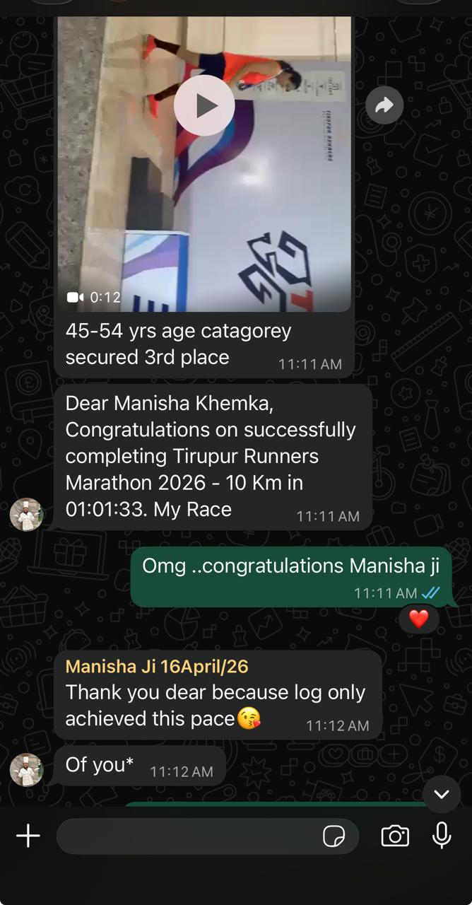 Client message: 3rd place in her 10K age category